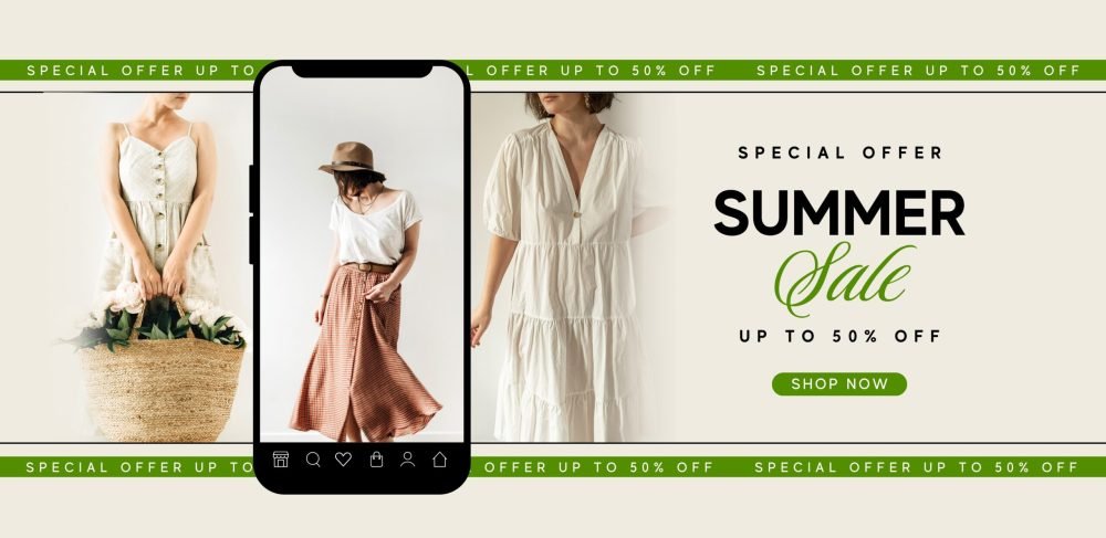 Beige Modern Promotional Fashion SalesDiscounts Banner